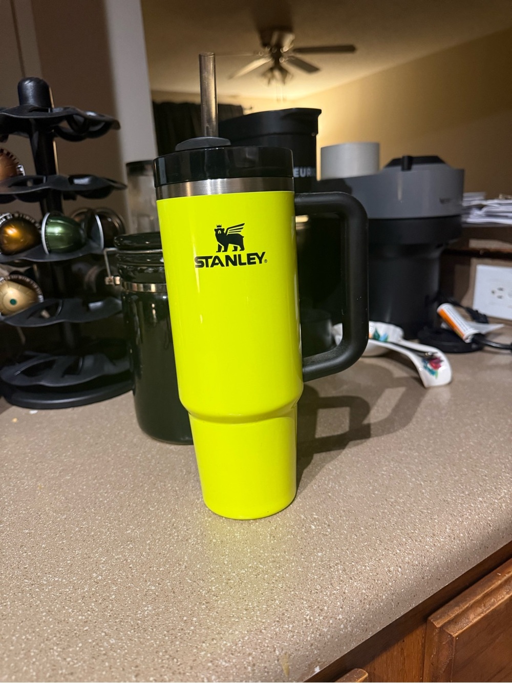 Stanley Neon Yellow Insulated Travel Mug with Handle